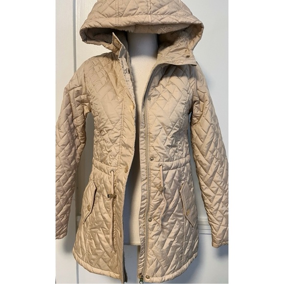 Riley & James • Beige Tan Quilted Puffer Sherpa Lined Coat - Picture 1 of 7